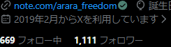 Xフォロワー1,111名のスクリーンショット